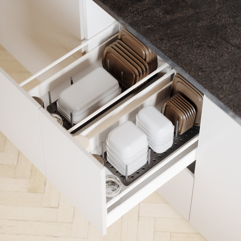 Charcoal Adjustable 2-Piece Drawer Organizer Set