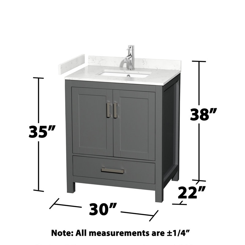 Sheffield 30" No Mirror Bathroom Vanity Set, Carrara Cultured Marble, Espresso, 30"