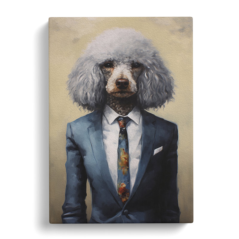 Poodle In A Suit Painting No.5 - Wrapped Canvas, 76cm H x 50cm W x 3cm D