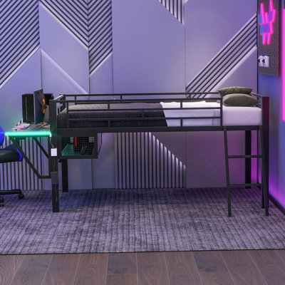 Cedriana Gaming Mid Loft Bed With Deskled