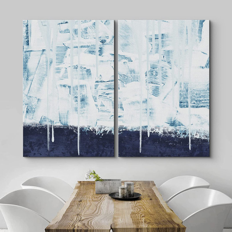 «Abstract Paint Effect Blue Graffiti Stroke», ensemble de 2 reproductions d'art sur toile, Toile tendue