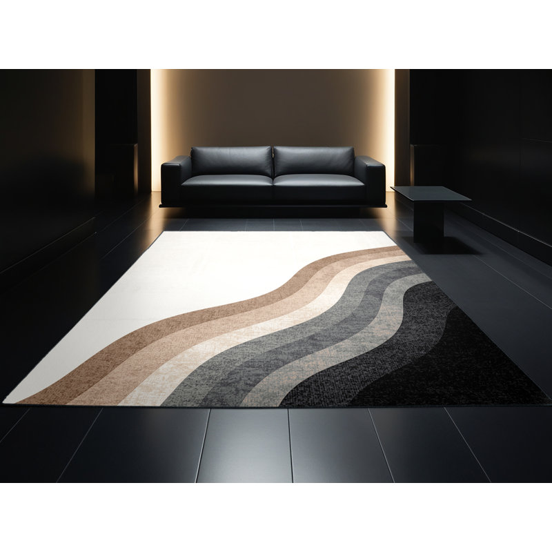 Tapis gris délavé à la machine Orionna, Carré 5 pi