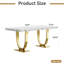 Table de salle à manger rectangulaire moderne et luxueuse de 70 pouces avec plateau imprimé marbre blanc et pied central en acier inoxydable pour la cuisine-606772742