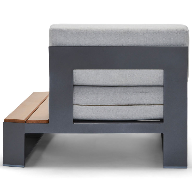 Méridienne droite avec accents prochaine, Tissu spa, Noir texturé