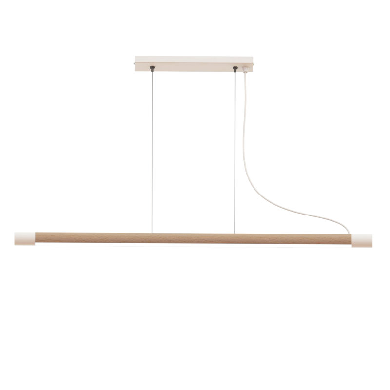 Hamish 1 - Light LED Single Pendant, Wood/White