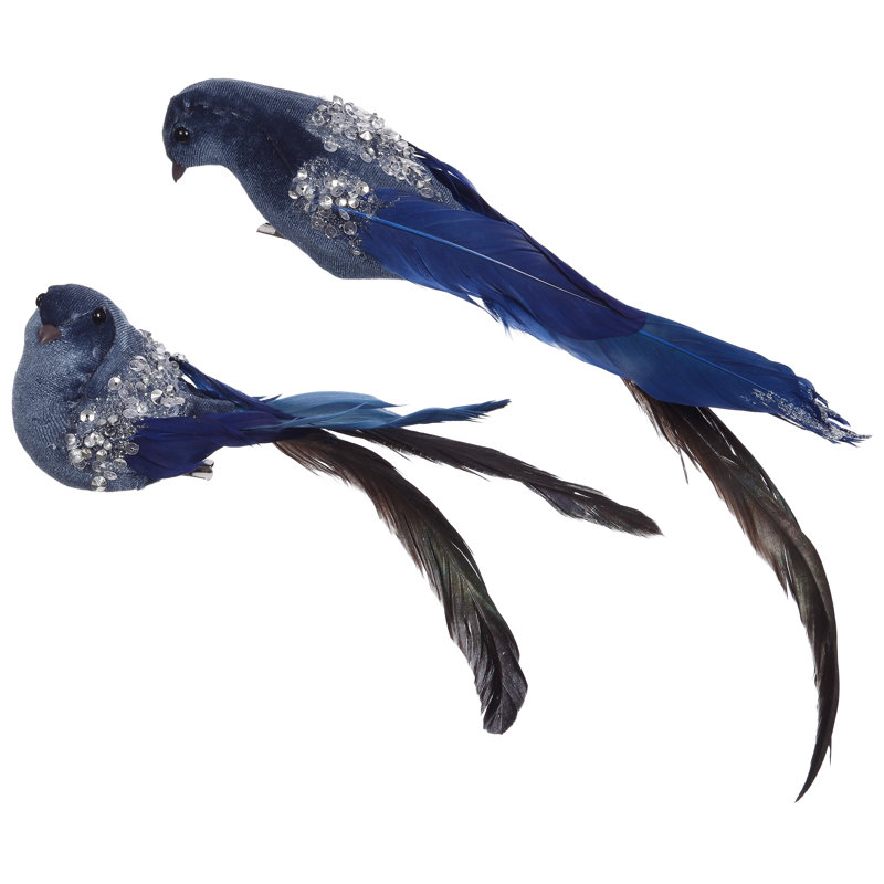 Feather Bird With Clip - 6 Inches Set Of 6