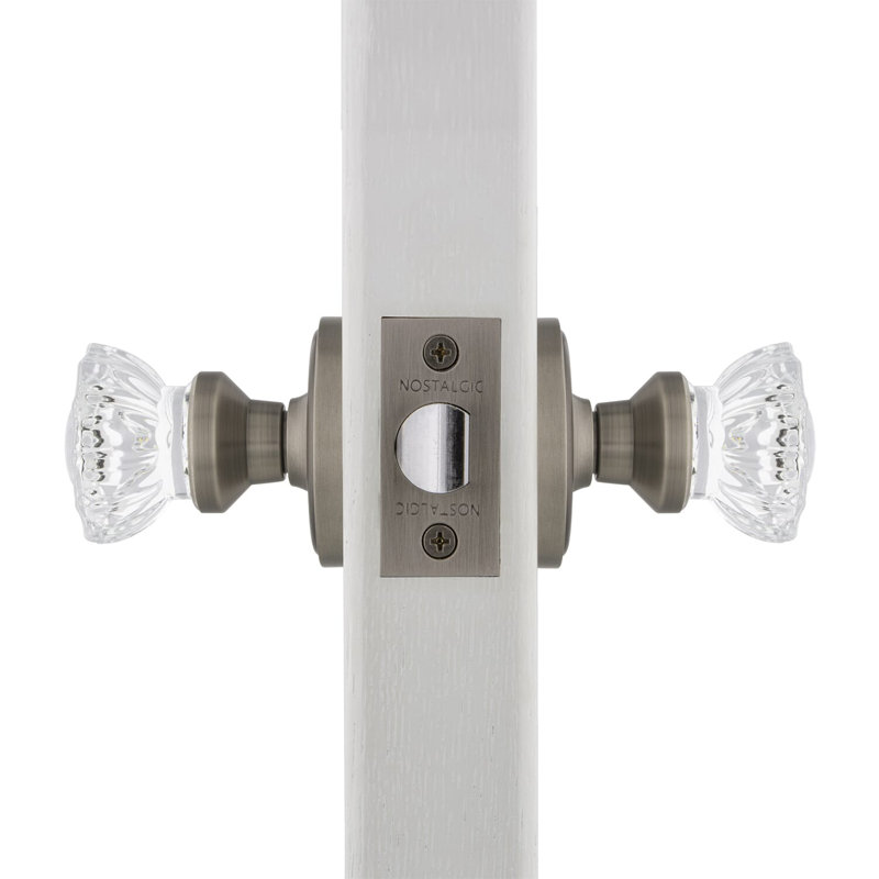 Rosette classique avec poignée de porte en cristal, Étain antique, 2,375 po