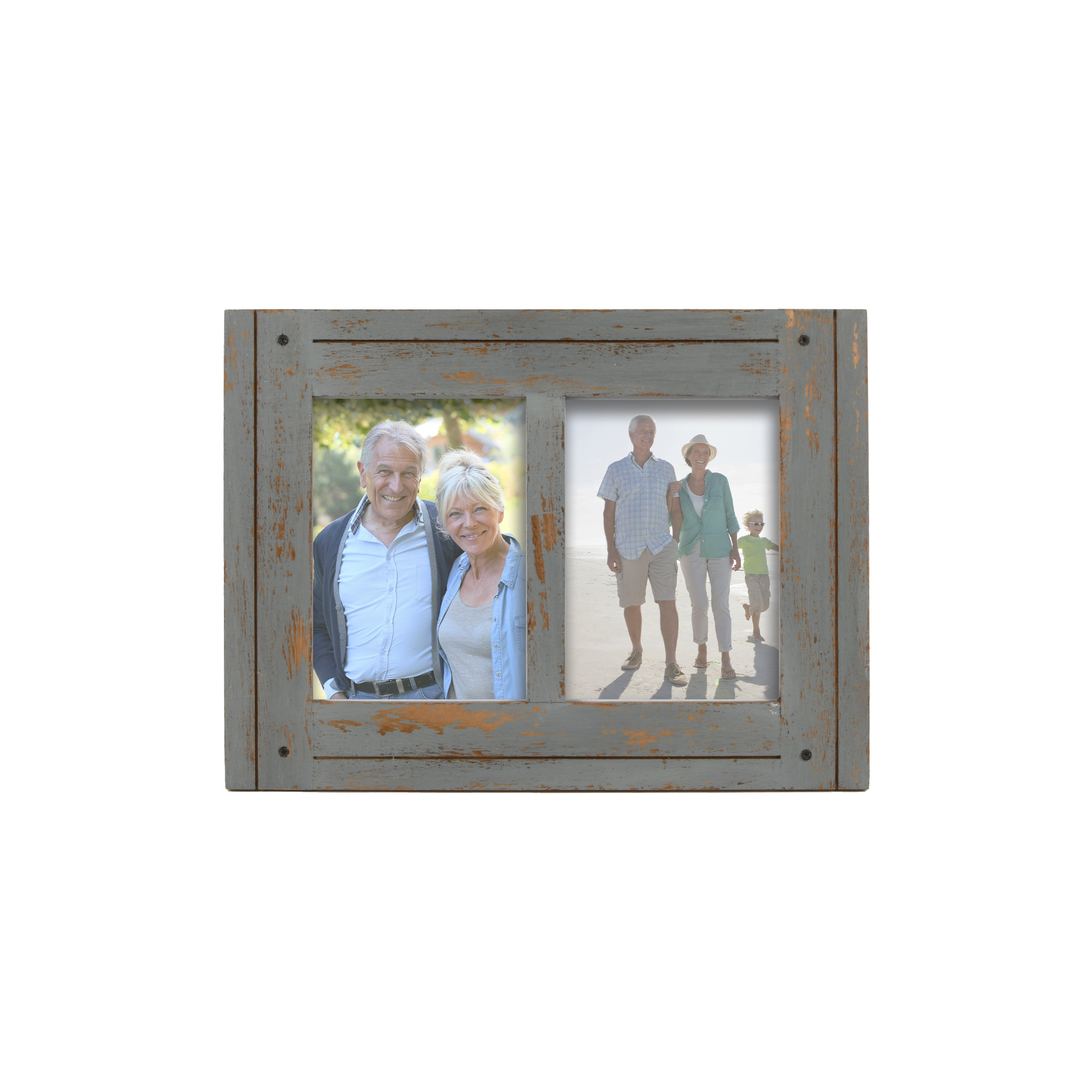 Foreside Home & Garden Distressed 4x6 Three Photo Frame Gray Wood, MDF & Glass