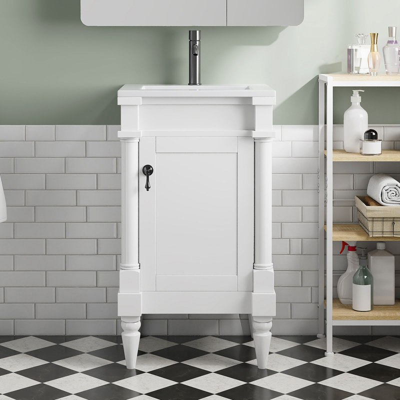 Meuble-lavabo moderne avec lavabo, Blanc