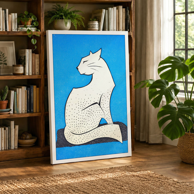 Arctic Fox Seated Mid-Century - Print, 30x20 - 76.2 x 50.8 cm, Taupe Border