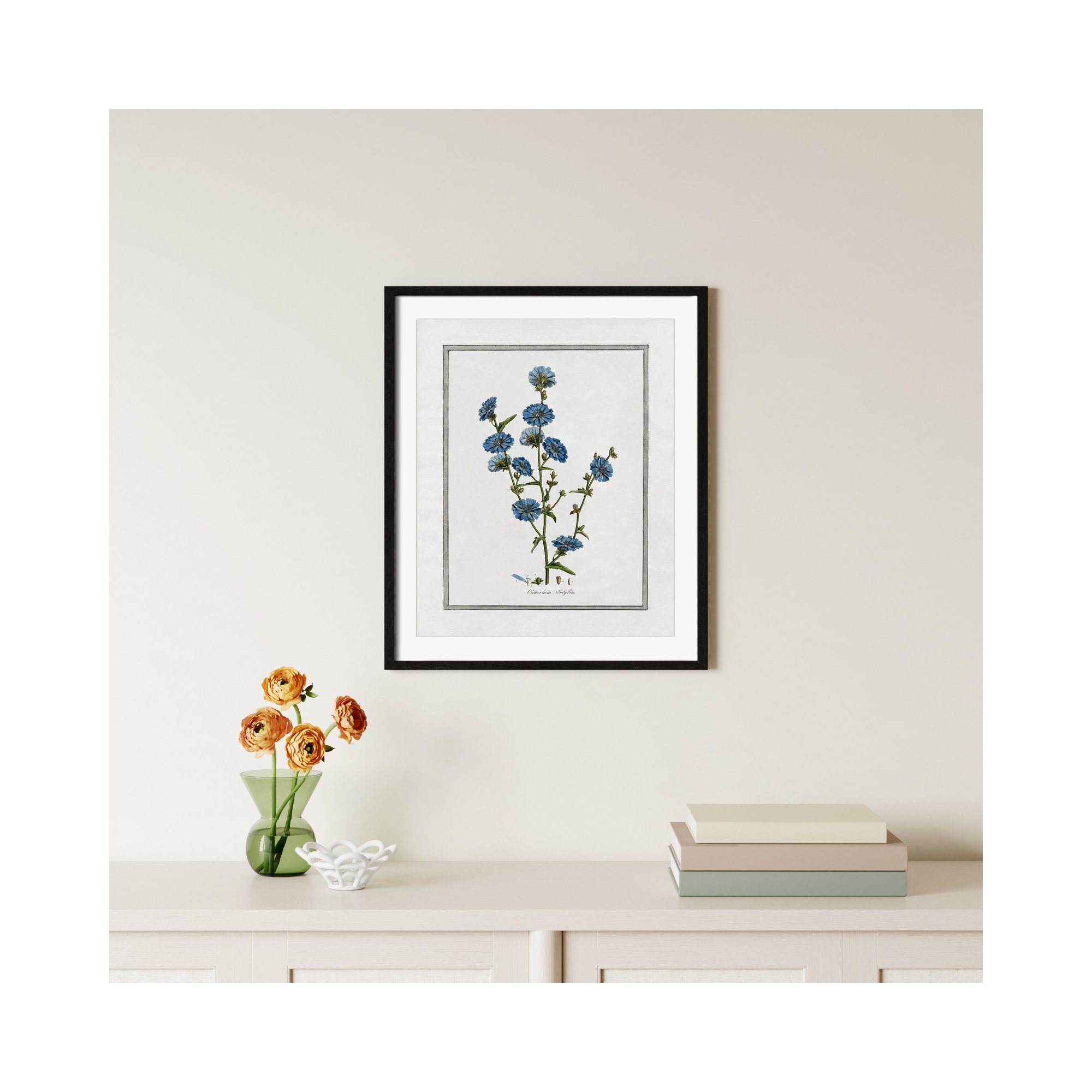 Soft Botanical I - Framed Art Full Bleed, Black Framed, 21.5" W x 25.5" H