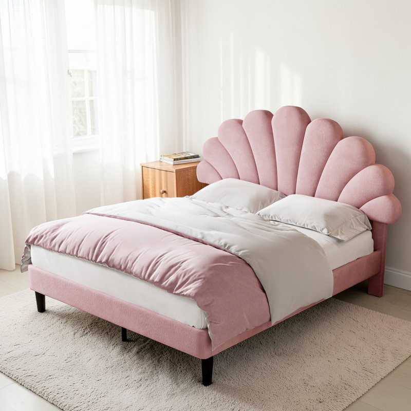 Adaway Upholstered Bed, Double (157cm x 193cm), Pink