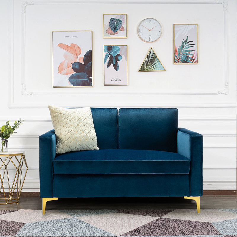 Causeuse Adalynn, Velours bleu marine