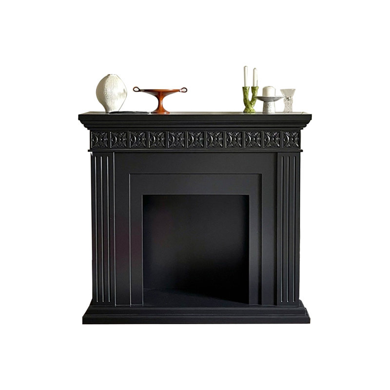 Black Manufactured Wood Freestanding Fireplace