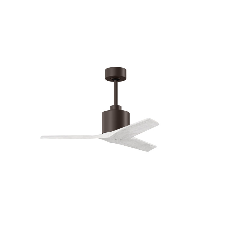 Ventilateur de plafond standard à 3 pales Ertugrul, Bronze texturé, 42", Blanc mat