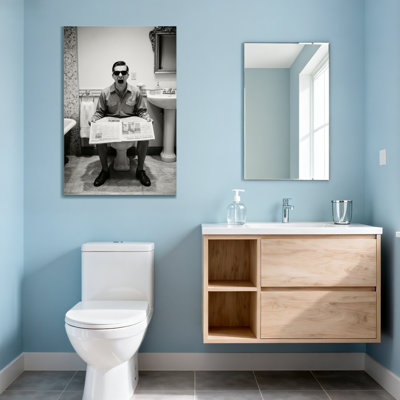 Abstract Man Reading Newspaper On Toilet