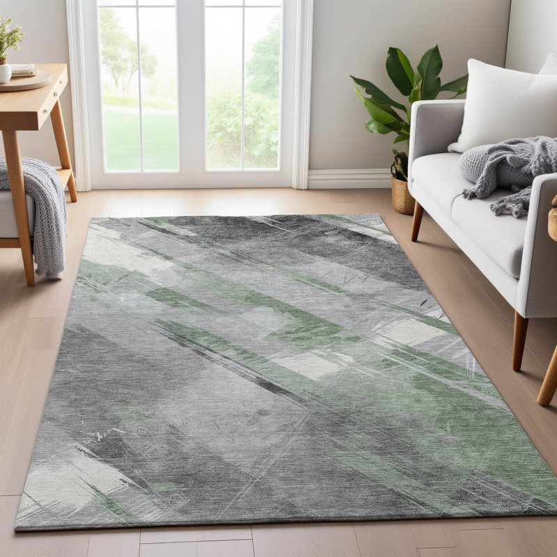 Premium Machine Washable Floyd AMF1535 Stripes Rug, Rectangle 5' x 7'6"