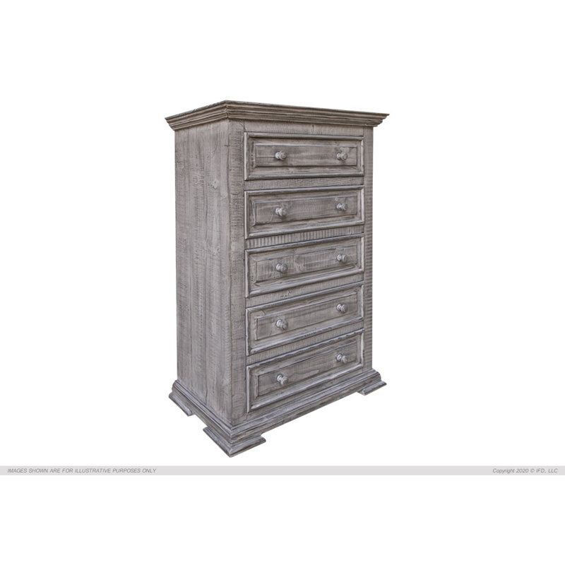Commode 5 tiroirs Hamite, Gris