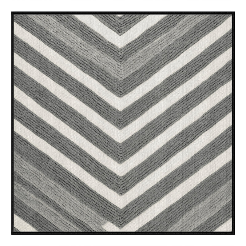  Tapis rayé gris et blanc lavable, Carré 3 pi