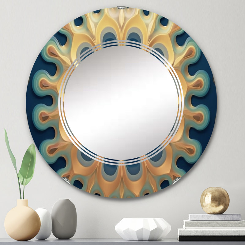 Naretha - Miroir mural moderne rond, 24 po x 24 po