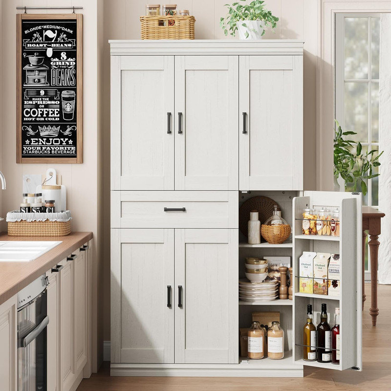 Armoire de cuisine de 70 po de hauteur - rangement moderne avec portes, tablettes et grand tiroir pour la salle à manger