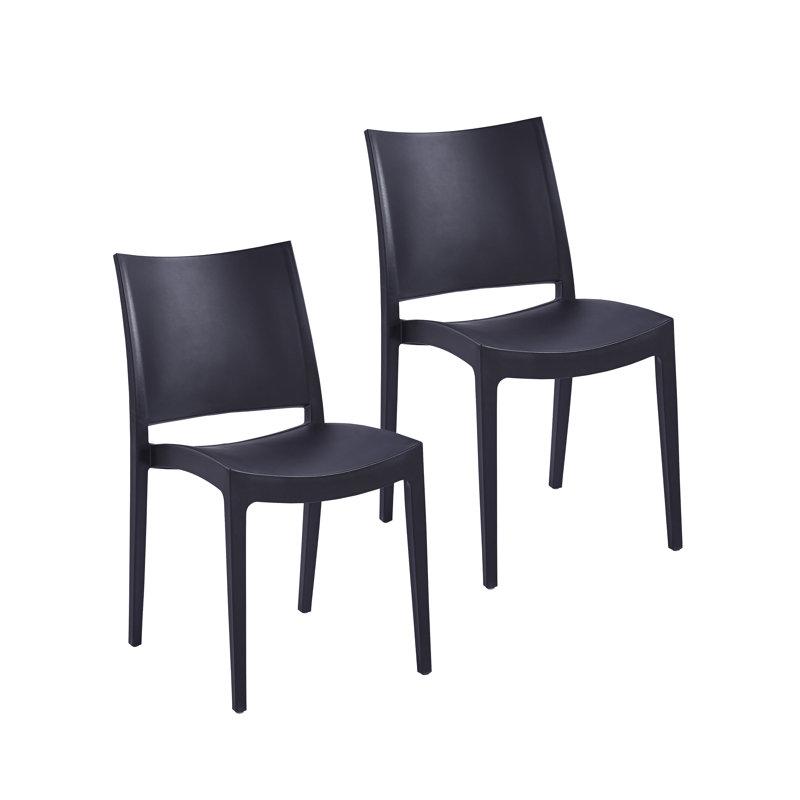 Chaises de salle à manger empilables en plastique Ganiz, Noir