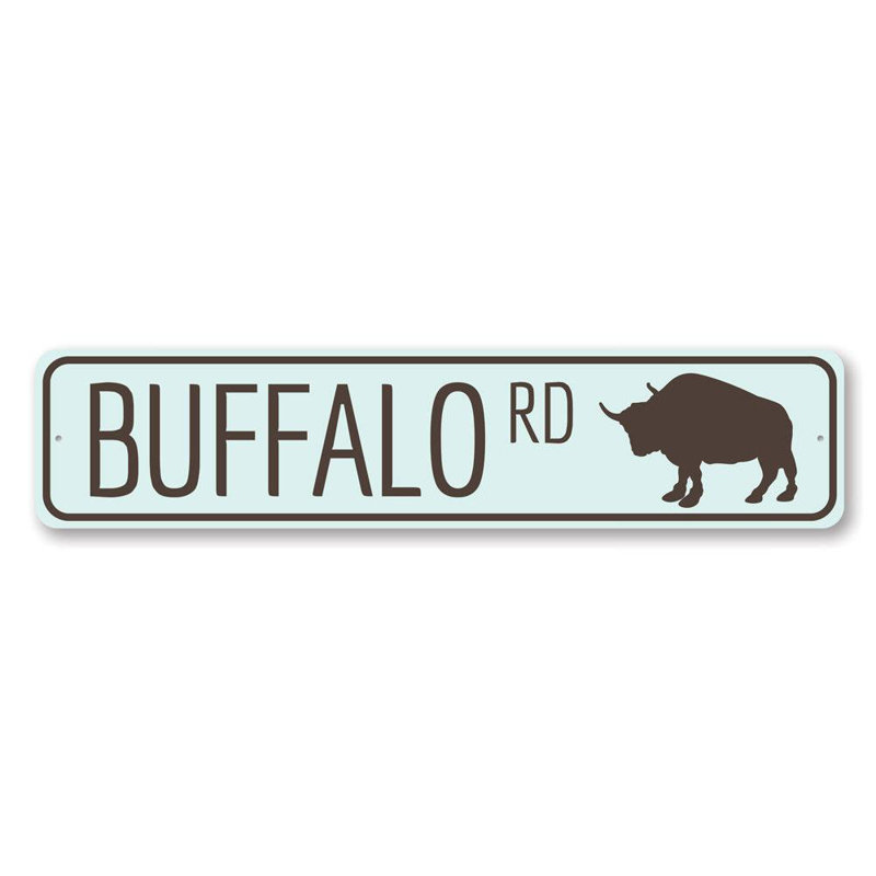Panneau en aluminium personnalisé Buffalo Road, H 4 po x l 18 po x P 0,04 po