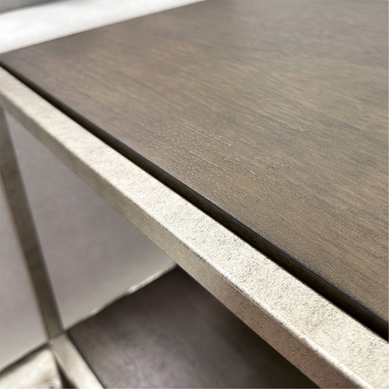 Ensemble de table de salon élégant trois pièces avec rangement pratique et structure en métal durable, Brun