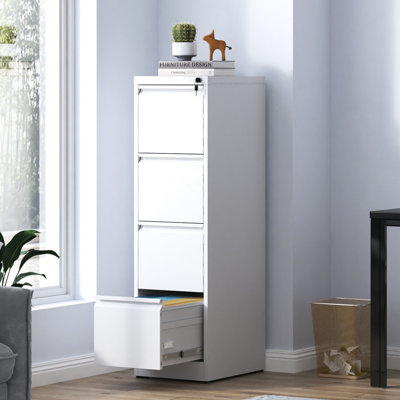 Classeur en métal pour bureau / maison avec serrure, 4 tiroirs, tiroirs en acier, inclinables, pleine extension