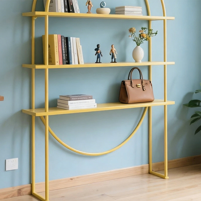 Étagère de présentation jaune à double cercle, (3 tablettes) H 66,93 po x l 23,62 po x P 13,78 po