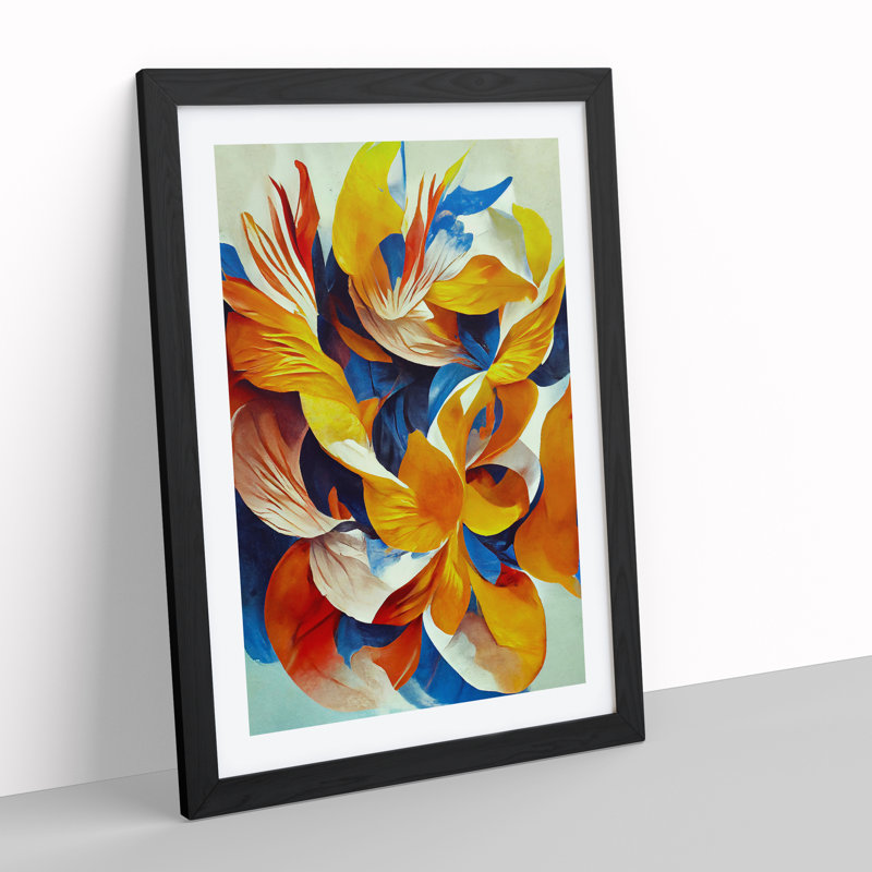 XV1022-272X Abstract Floral No.1 - Single Picture Frame Painting, 46cm H x 34cm W x 2cm D, Black