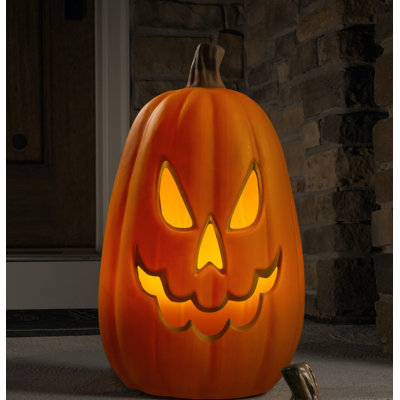 15” LED Lighted Pumpkin Jack-O'-Lantern, Battery Operated Indoor/Outdoor Halloween Decoration with 8-Hour Daily Timer