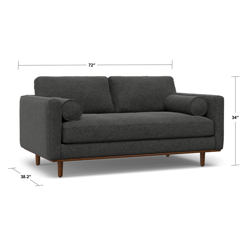 Morrison Charcoal Grey Fabric Mid-Century Modern Sofa with Removable Cushions