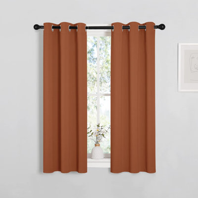 Room Darkening Short Curtain Panels For Small Window, 2 Panels, Thermal Insulated Grommet Room Darkening Draperies/Drapes For Window