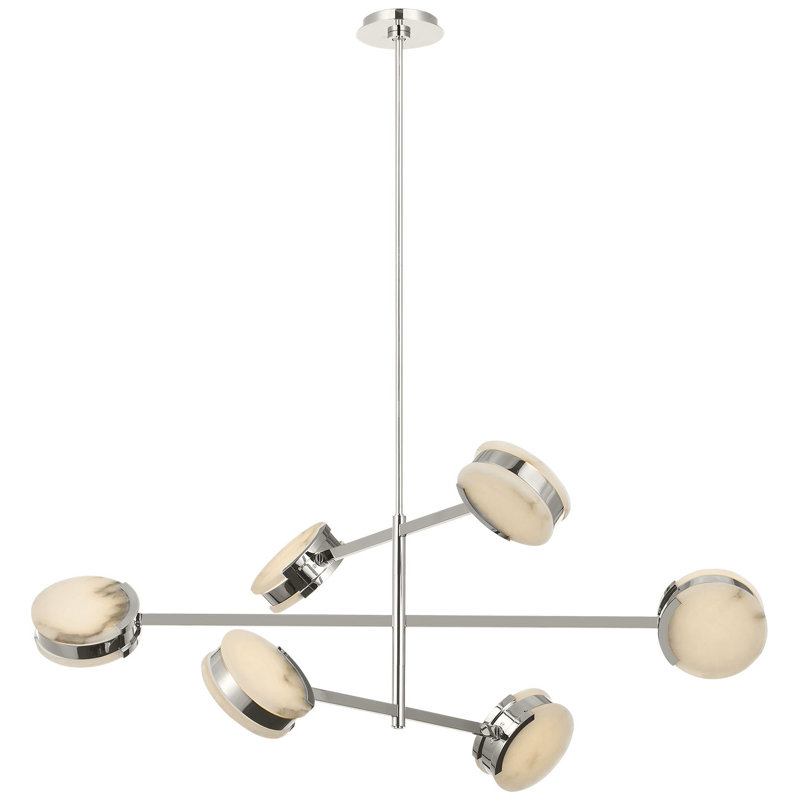 Kelly Wearstler Melange 48" Multi-Positional Chandelier with Alabaster, Polished Nickel