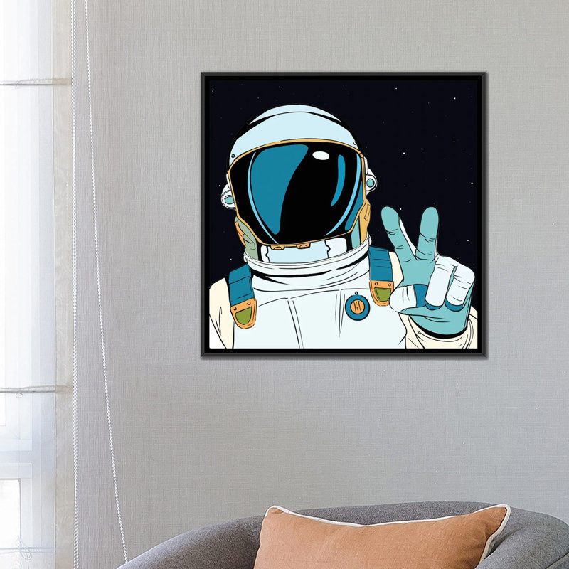 " Astronaut Pop " by Art Mirano, Black Framed Canvas, 26" H x 26" W x 1.5" D