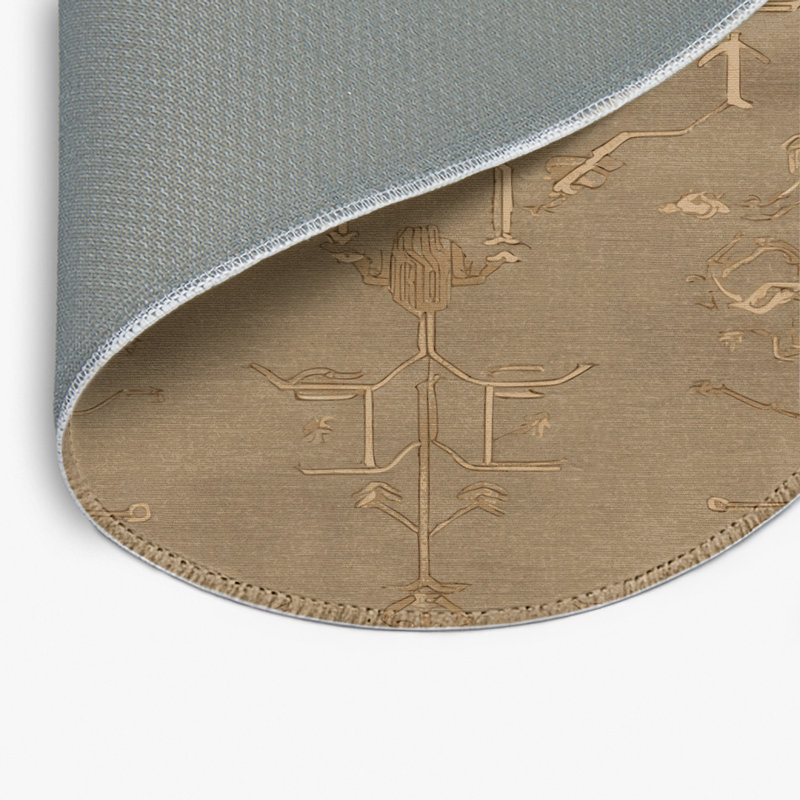 ArtDeco Beige Indoor and Outdoor Area Rug, Round 5'