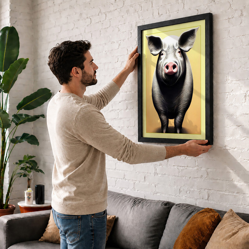 Straight Gaze Pig Modern - Print, A4 - 29.7 x 21.0 cm, Black