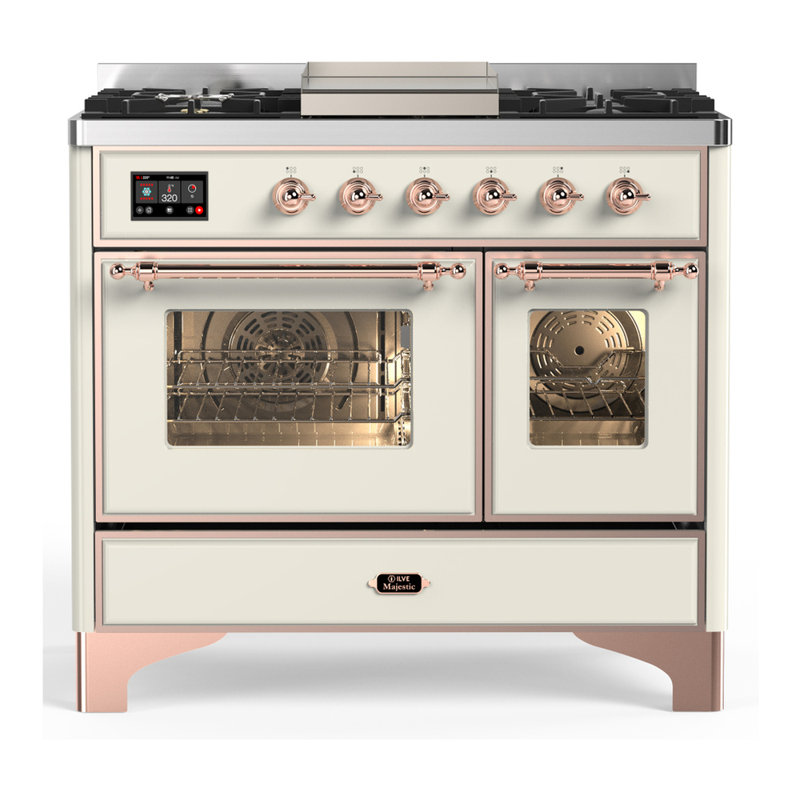 Majestic III Series 40 Inch Dual Fuel Range with 6 Sealed Burners, Griddle, in Mightnight Blue (Natural Gas, Chrome Trim)
