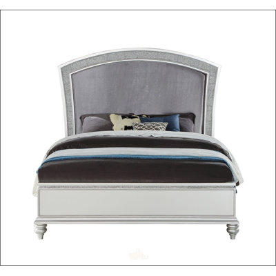 Fabric And Platinum Finish E. King Bed