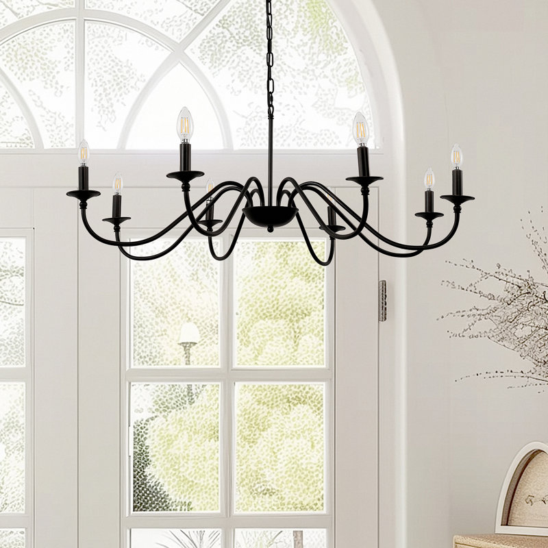 Eila 8 - Light Dimmable Geometric Chandelier, 14" H x 28" W x28" D