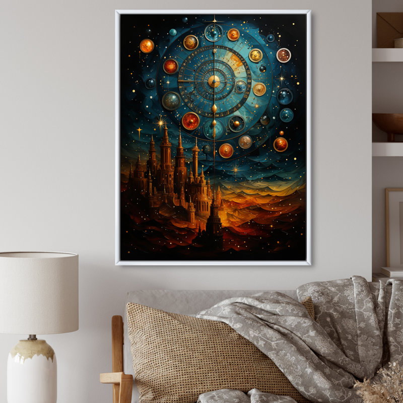 Astrologie astrologique, impression sur toile, H 20 po x l 12 po x P 1 po, Cadre flottant blanc