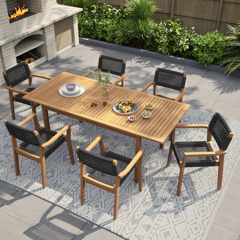 Bennett 6 - Person Rectangular Outdoor Dining Set, Black