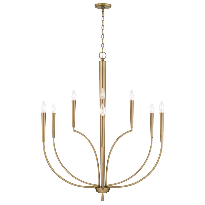 10 - Light Dimmable Classic / Traditional Chandelier, Aged Brass