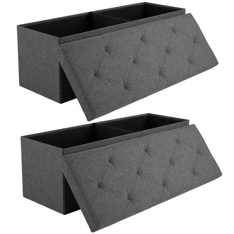 Kesa 43" Wide Rectangle Standard Button Tufted Ottoman with Storage