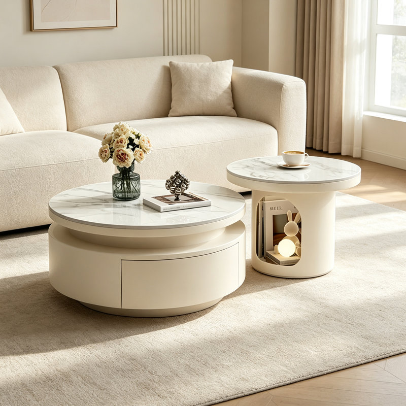 Byerly, 13.77" H x 27.55" W x 27.55" D, White Top/White Base, Marble