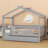 Wooden House Bed with Trundle-126131861-126131857