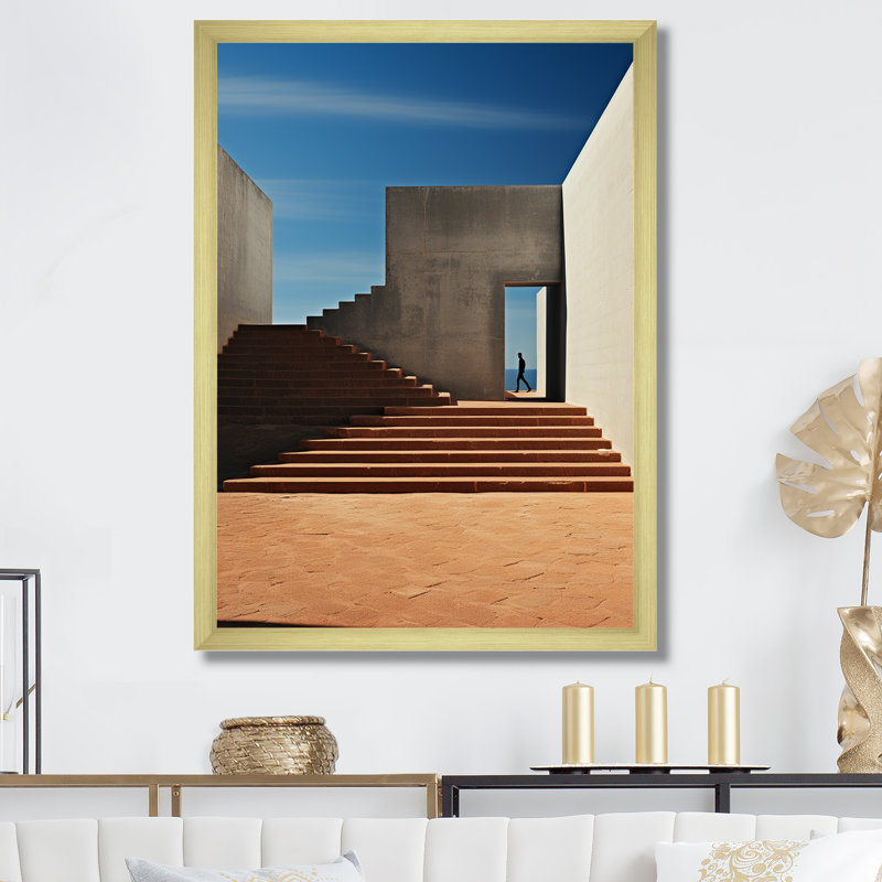 " Minimalism Scenery Building III ", Gold Single Picture Framed, 20" H x 12" W x 1" D