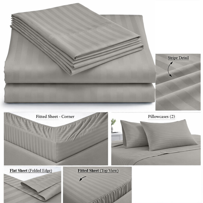 Ensemble de draps en coton de qualité égyptienne 600 fils Oxford, Ensemble de draps pour lit simple avec un drap-hou
