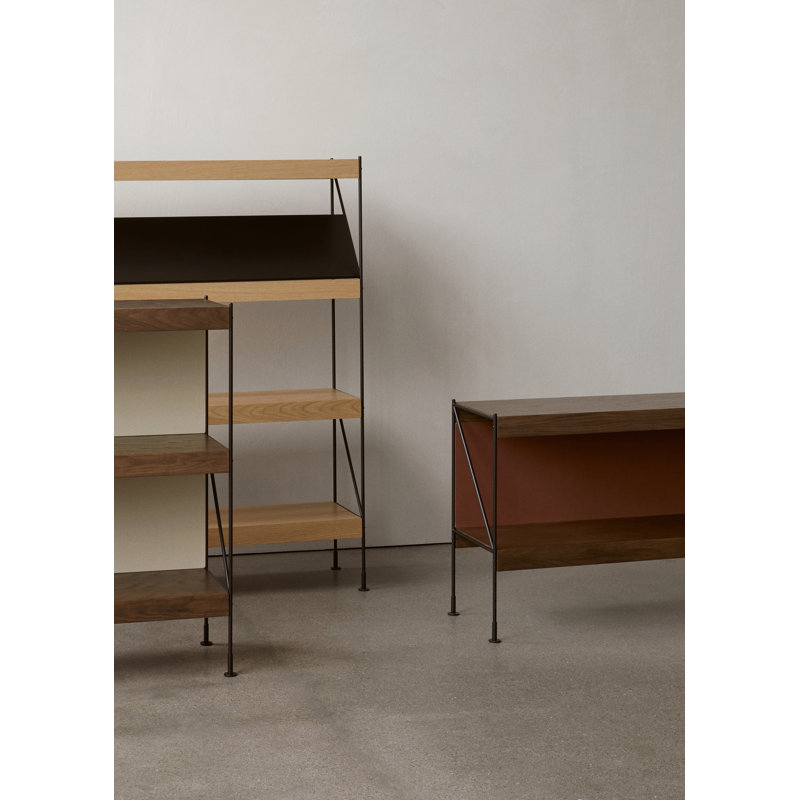 Zet Etagere Bookcase, (4 Shelves) 62.2" H x 60.2" W x 15.7" D, Natural Oak